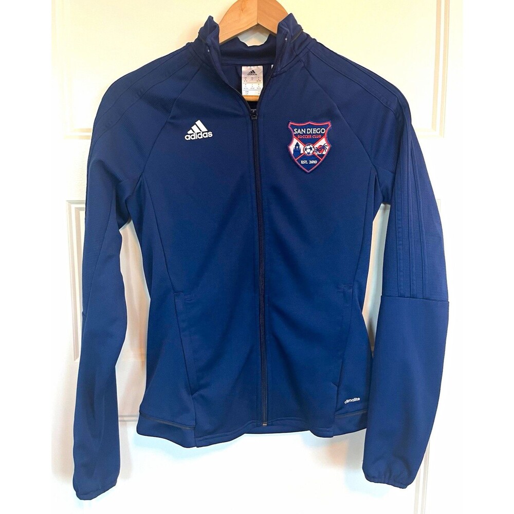 Adidas Women's Small Tiro Track Jacket Navy Blue San Diego Soccer Club Full Zip